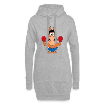 BOXER - PFERD - PONY - BOXEN - TIERISCH - SPORT - Hoodie-Kleid - Grau meliert - Vorne