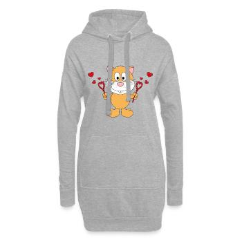 HAMSTER - SEIFENBLASEN - HERZEN - LIEBE - VERLIEBT - Hoodie-Kleid - Grau meliert - Vorne