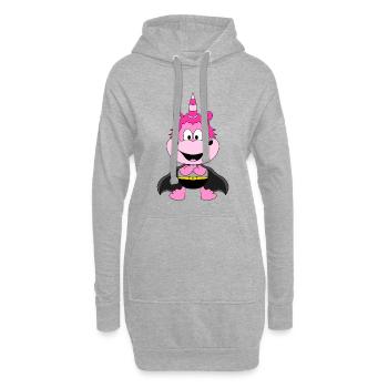 SUPERHELD - EINHORN - PFERD - PONY - KIND - BABY - Hoodie-Kleid - Grau meliert - Vorne