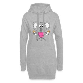KOALA - BABY - NACHWUCHS - FLÄSCHCHEN - TIERISCH - Hoodie-Kleid - Grau meliert - Vorne