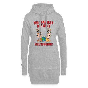 PFERDE - LIEBE - DU MACHST DIE WELT VIEL SCHÖNER! - Hoodie-Kleid - Grau meliert - Vorne