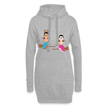 PFERDE - PONYS - HEXEN - HALLOWEEN - LIEBE - LOVE - Hoodie-Kleid - Grau meliert - Vorne
