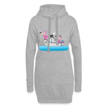 FLAMINGOS - BOOT - SCHIFF - LIEBE - SEEFAHRER - Hoodie-Kleid - Grau meliert - Vorne