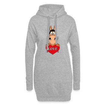 PFERD - PONY - HERZ - LIEBE - LOVE - VERLIEBT - Hoodie-Kleid - Grau meliert - Vorne