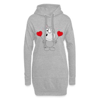 NASHORN - LIEBE - HERZEN - TIERISCH - VERLIEBT - Hoodie-Kleid - Grau meliert - Vorne