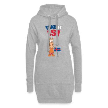 TAKE IT ISI - ISLANDPFERD - ISLANDPONY - ISLAND - Hoodie-Kleid - Grau meliert - Vorne