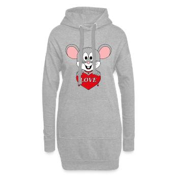 MAUS - HERZ - LIEBE - TIERISCH - VERLIEBT - TIER - Hoodie-Kleid - Grau meliert - Vorne
