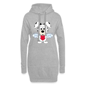 HUND - ENGEL - LIEBE - HIMMEL - TIERISCH - LOVE - Hoodie-Kleid - Grau meliert - Vorne