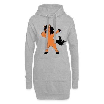PFERD - PONY - DABBING - DAB - DABBEN - TIERISCH - Hoodie-Kleid - Grau meliert - Vorne