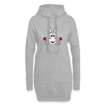 ESEL - BLUMEN - ROSEN - TIERISCH - VERLIEBT - Hoodie-Kleid - Grau meliert - Vorne