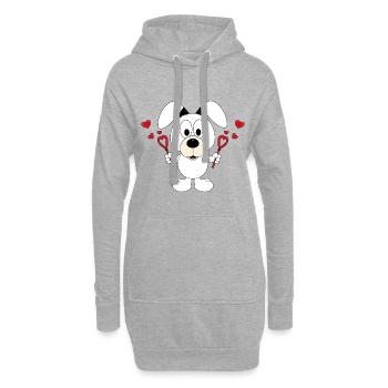 HUND - LIEBE - SEIFENBLASEN - TIERLIEB - TIERISCH - Hoodie-Kleid - Grau meliert - Vorne