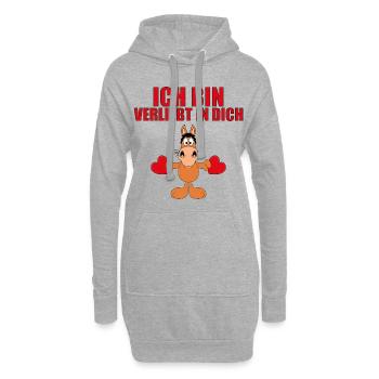 PFERD - PONY - LIEBE - ICH BIN VERLIEBT IN DICH - Hoodie-Kleid - Grau meliert - Vorne