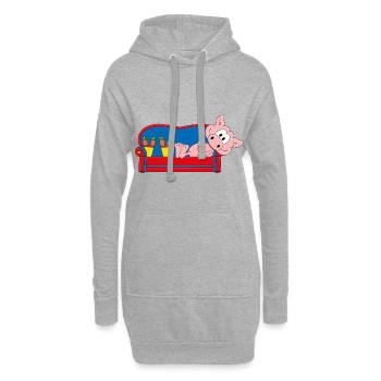 SCHWEIN - SOFA - WOCHENENDE - URLAUB - FERIEN - Hoodie-Kleid - Grau meliert - Vorne