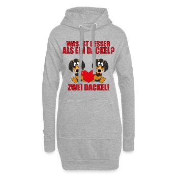 DACKEL - LIEBE - TECKEL - DACHSHUND - WAS IST... - Hoodie-Kleid - Grau meliert - Vorne
