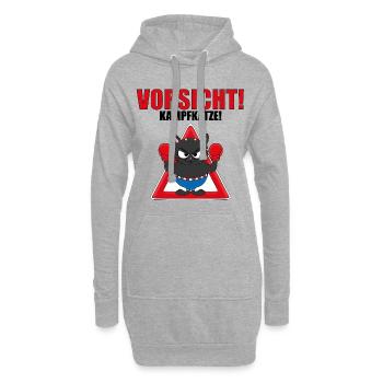 VORSICHT! KAMPFKATZE! - BOXER - BOXEN - KATER - Hoodie-Kleid - Grau meliert - Vorne
