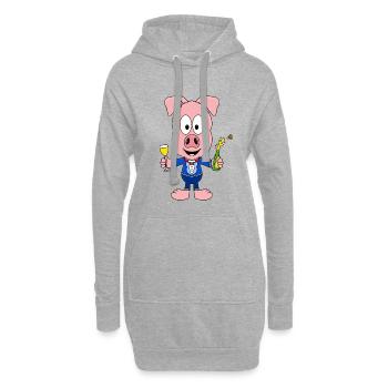 SCHWEIN - PARTY - SAU - TIERISCH - FEIERN - Hoodie-Kleid - Grau meliert - Vorne