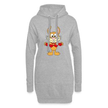 HASE - LIEBE - LOVE - HERZEN - TIER - TIERISCH - Hoodie-Kleid - Grau meliert - Vorne
