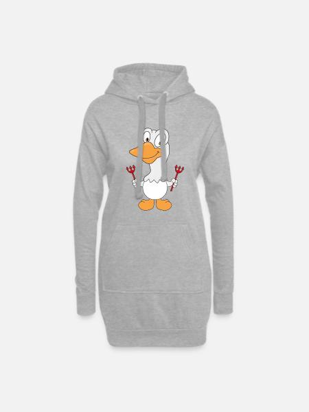 GANS - TEUFEL - VOGEL - TIERISCH - TIER - Hoodie-Kleid - Grau meliert