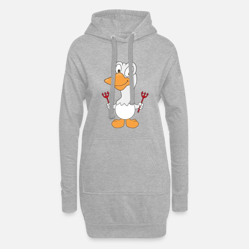 GANS - TEUFEL - VOGEL - TIERISCH - TIER - Hoodie-Kleid - Grau meliert