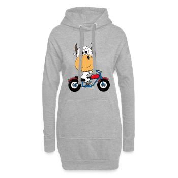 KUH - BAUERNHOF - TIER - TIERISCH - MOTORRAD - Hoodie-Kleid - Grau meliert - Vorne