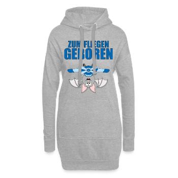 ZUM FLIEGEN GEBOREN - FLUGHUND - PILOT - FLUGZEUG - Hoodie-Kleid - Grau meliert - Vorne