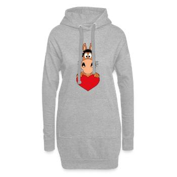 PFERD - PONY - REITEN - LIEBE - LOVE - Hoodie-Kleid - Grau meliert - Vorne