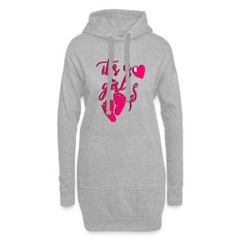 C’est une fille - Sweat-shirt à capuche long Femme - gris chiné - Devant