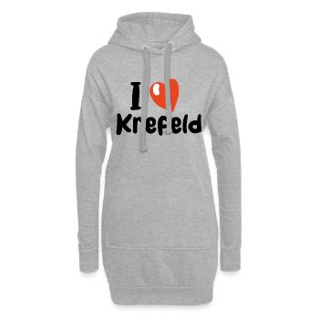 I love Krefeld mit Herz - Hoodie-Kleid - Grau meliert - Vorne