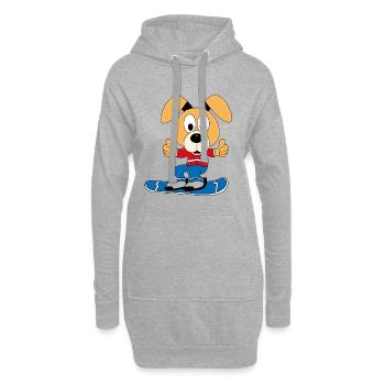 HUND - WINTERSPORT - SNOWBOARD - TIERISCH - Hoodie-Kleid - Grau meliert - Vorne