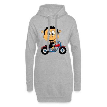 SCHAF - MOTORRAD - BIKER - TIERISCH - TIER - Hoodie-Kleid - Grau meliert - Vorne