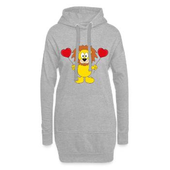 LÖWE - LIEBE - LOVE - TIERISCH - VERLIEBT - Hoodie-Kleid - Grau meliert - Vorne