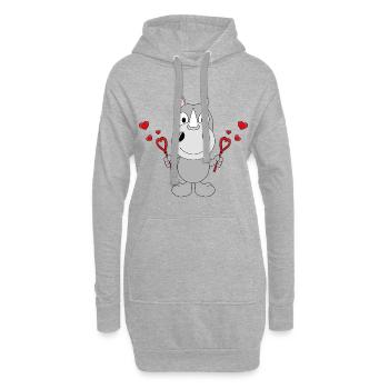 SEIFENBLASEN - LIEBE - NASHORN - TIER - Hoodie-Kleid - Grau meliert - Vorne