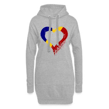 Roumanie Amour - Sweat-shirt à capuche long Femme - gris chiné - Devant