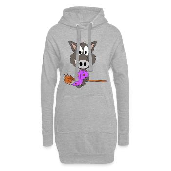 WILDSCHWEIN - HEXE - HALLOWEEN - TIER - BABY - Hoodie-Kleid - Grau meliert - Vorne