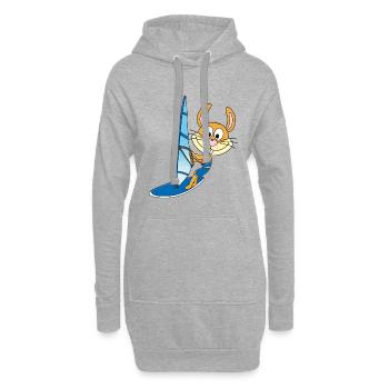 HASE - WINDSURFER - SURFER - WASSERSPORT - TIER - Hoodie-Kleid - Grau meliert - Vorne