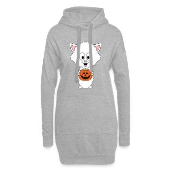 KATZE - KÜRBIS - HALLOWEEN - TIER - BABY - Hoodie-Kleid - Grau meliert - Vorne