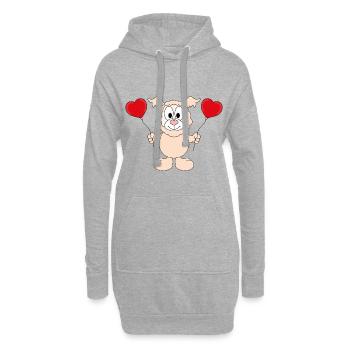 LAMA - ALPAKA - LIEBE - LOVE - KIND - BABY - Hoodie-Kleid - Grau meliert - Vorne