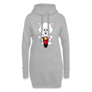 KATZE - KATER - MOTORRAD - BIKER - KIND - BABY - Hoodie-Kleid - Grau meliert - Vorne