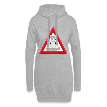 ACHTUNG NASHORN - TIER - TIERISCH - KIND - BABY - Hoodie-Kleid - Grau meliert - Vorne