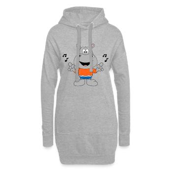NILPFERD - FLUSSPFERD - HIPPO - MUSIK - TIER - Hoodie-Kleid - Grau meliert - Vorne
