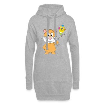 HAMSTER - DRACHE - KITE - DRACHENSTEIGEN - HERBST - Hoodie-Kleid - Grau meliert - Vorne