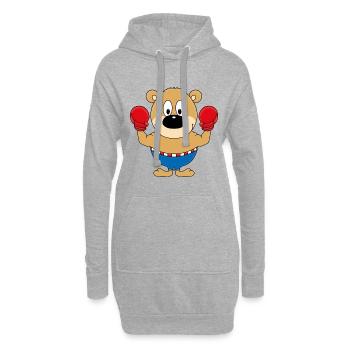 TEDDY - BÄR - TEDDYBÄR - BOXER - BOXEN - SPORT - Hoodie-Kleid - Grau meliert - Vorne