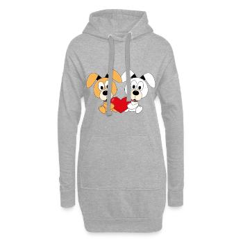 HUNDE - LIEBE - LOVE - TIERISCH - VERLIEBT - Hoodie-Kleid - Grau meliert - Vorne