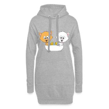 KATZEN - BADEWANNE - TIERISCH - TIERE - FUN - Hoodie-Kleid - Grau meliert - Vorne
