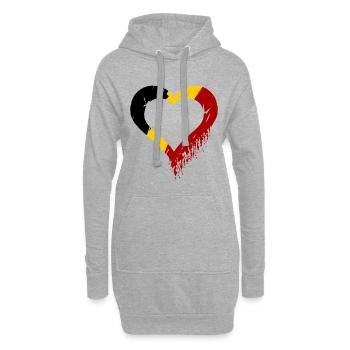 L’amour de la Belgique - Sweat-shirt à capuche long Femme - gris chiné - Devant