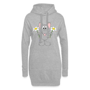 BLUMEN - RATTE - TIER - KIND - BABY - TIERISCH - Hoodie-Kleid - Grau meliert - Vorne
