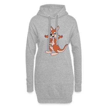 KÄNGURU - MAMA - KIND - BABY - TIERISCH - Hoodie-Kleid - Grau meliert - Vorne
