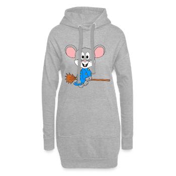 MAUS - HEXE - HEXENBESEN - HALLOWEEN - BABY - Hoodie-Kleid - Grau meliert - Vorne