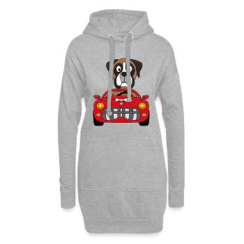 BOXER - HUND - AUTO - TIER - KIND - BABY - Hoodie-Kleid - Grau meliert - Vorne
