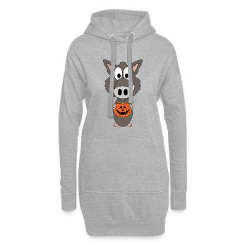 HALLOWEEN - KÜRBIS - WILDSCHWEIN - TIER - KIND - Hoodie-Kleid - Grau meliert - Vorne